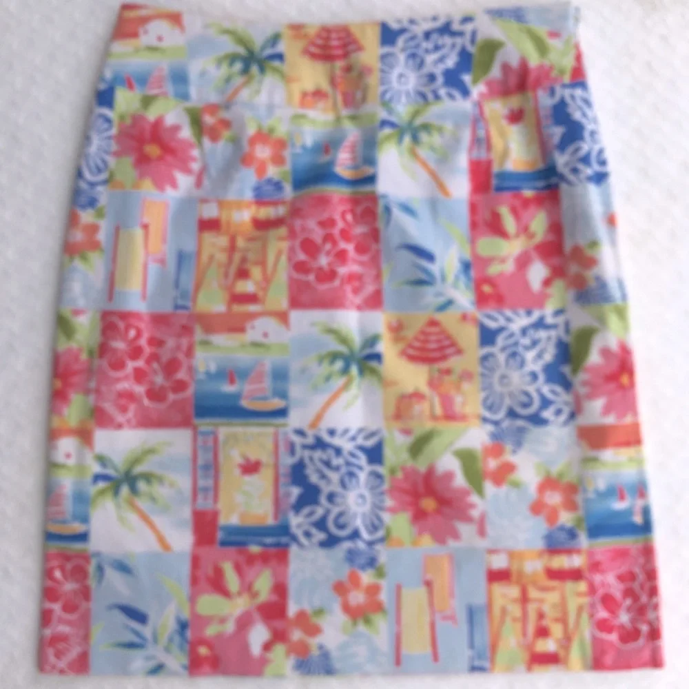 TALBOTS TROPICAL BEACH PATCHWORK SKIRT